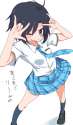 ;d 1girl black_eyes black_hair blue_skirt ekusiregaia idolmaster kikuchi_makoto looking_at_viewer necktie one_eye_closed open_mouth plaid plaid_neckti.png