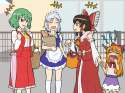 s - 1829645 - +++ 4girls blush_stickers bow braid brown_hair cookie_(touhou) detached_sleeves fang green_hair ha.jpg