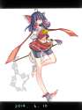 s - 1825417 - 1girl ahoge anklet arms_behind_back ascot barefoot bike_shorts black_hair bow commentary_request d.jpg