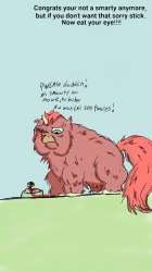 36208 - Artist CarniviousDuck abuse eating_see_place eye food_bowl infection questionable red_fluffy sad smarty uber_fluff unicorn.jpg