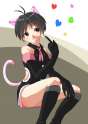 s - 1953298 - 1girl absurdres animal_ears antenna_hair bare_shoulders black_hair cat_ears cat_tail gloves heart highres idolmaster kikuchi_ma.png