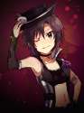 1girl anaroguya black_eyes black_hair hat idolmaster kikuchi_makoto looking_at_viewer navel one_eye_closed short_hair solo.png
