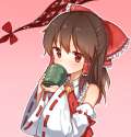 s - 1833058 - 1girl bare_shoulders blush bow brown_eyes brown_hair cup detached_sleeves drinking gap hair_bow ha.png