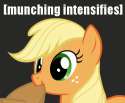 360693__safe_applejack_solo_animated_hat_eating_artist-colon-mixermike622_nom_silly%252Bpony_x%252Bintensifies_intense_descriptive%252Bnoise.gif
