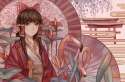 s - 1851661 - 1girl alternate_costume bird bow brown_hair egasumi flamingo flower hair_bow hair_tubes hakurei_re.jpg