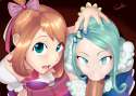 e - 1997587 - 2girls aqua_hair arm_warmers asymmetrical_hair blue_eyes bow brown_hair fellatio frills fro.jpg