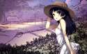 brunettes landscapes dress grass houses long hair blush gokou ruri purple eyes bow white dress ore n_wallpaperswa.com_67.jpg