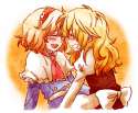 alice_margatroid+kirisame_marisa-2girls arata_iri blonde_hair blush eyes_closed female laughing multiple_girls no_hat no_headwear open_mouth smile touhou yuri.57046a3b6fd3bf6ec408c2e384c6a7bb.jpg