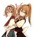 alice_margatroid+kirisame_marisa-2girls alternate_hairstyle apron black_dress blonde_hair blue_dress blue_eyes braid capelet dress green_eyes grimoire_of_alice grin hairband hug hug_from_behind lolita_hairband long_ha.jpg