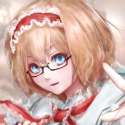 1girl bespectacled blonde_hair blue_eyes capelet face glasses hairband highres hoshibuchi lolita_hairband looking_at_viewer open_mouth smile solo touhou upper_body-1ad990f69f87600bfecb0f7dbfa9c1e6.jpg