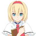 alice_margatroid-1girl ascot blonde_hair blue_eyes book capelet hairband holding holding_book smile soukun_s touhou.84c8186bf9516904b9eea269cb9b1f09.jpg