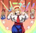 alice_margatroid+hourai+hourai_doll+shanghai_doll-1girl ^_^ ^o^ blonde_hair calpish capelet crying double_v eyes_closed female hairband hanged hanging heart noose open_mouth rainbow rainbow_gradient ribbon smile star.jpg