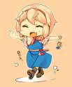 alice_margatroid+shanghai_doll-1girl belt blonde_hair blue_dress boots bow capelet chibi cross-laced_footwear dress eyes_closed fang female hair_bow hairband hisui_(kimochi) lace-up_boots open_mouth sash smile solo to.jpg