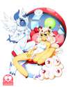 1442633 - Absol Ampharos MegaAbsol MegaAmpharos Mega_Evolution PinkSpark Porkyman.png