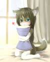 animal_ears barefoot blush collar furry green_eyes heart ka_(pixiv341010) kneeling loli long_hair nude paws pillow pillow_hug soles solo tail window 32389.jpg