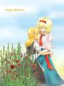alice_margatroid+kirisame_marisa-2girls apron ascot blonde_hair capelet couple eyes_closed fuji_tsugu hug long_hair multiple_girls no_hat sash short_hair smile touhou waist_apron yuri.b13b04f23ec8c30c6a01f84e0ec2ea12.jpg