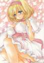 alice_margatroid-1girl absurdres adapted_costume alternate_color blonde_hair blue_eyes breasts capelet dress hairband highres large_breasts lolita_hairband looking_at_viewer marker_(medium) panties pantyshot pink_pant.jpg