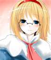 1girl bespectacled blonde_hair blue_eyes blush capelet face female glasses hairband han_(jackpot) over-rim_glasses semi-rimless_glasses short_hair smile solo touhou-ceeb3ea3a30ea7a9088143855ead9ab2.png