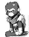 Cute Wukong Duckling in Hair, Black and white.png