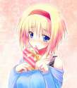 alice_margatroid-1girl blonde_hair blue_eyes blush bow female gift hairband nirap off_shoulder short_hair solo touhou upper_body.d3fe5c0542eeabb6d1a04e92d4f29526.jpg