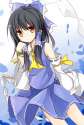 s - 1829754 - 1girl alternate_color alternate_costume ascot black_hair bow brown_eyes detached_sleeves gohei hai.png