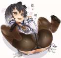 q - 1788348 - 1girl anus_peek asanagi ass black_hair black_legwear blush collar crotch_seam dress eyebrows fang.jpg