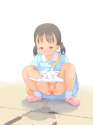 lolibooru 1604 1girl anyannko brown_eyes brown_hair highres original pantsu pantsu_pull pee peeing pussy short_hair solo uncensored underwear.jpg