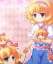 alice_margatroid+medicine_melancholy+shanghai_doll-2girls _x belt blonde_hair blue_dress blue_eyes bow capelet dress female hair_bow hair_ribbon hairband hand_holding multiple_girls nullpooo open_mouth ribbon short_ha.png