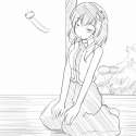 kochiya sanae-1girl bangs bare shoulders bedrawbox blush eyes closed female hair ornament hairband indoors mizushima kai monochrome nontraditional miko pants pillar seiza shirt short hair sitting skirt sleeveless sleeveless s.jpg