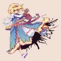 alice_margatroid+shanghai_doll-1girl adapted_costume alternate_costume blonde_hair blood blue_eyes bobby_socks book bow doll dress female footwear frills gloves hair_bow hairband highres kage_houshi long_hair magic ne.png