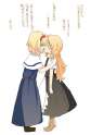alice_margatroid+kirisame_marisa-2girls blonde_hair boots braid capelet dress hairband highres incipient_kiss lolita_hairband menbou_(nonnontako) multiple_girls no_hat side_braid tiptoes touhou translation_request tre.jpg