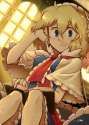 adjusting_hair blonde_hair blue_eyes book ryuhey sitting smile solo touhou-2984917722b2140932a350ba930d7593.jpg