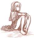 barefoot blush capelet dress feet hairband highres kuro_suto_sukii legs monochrome short_hair simple_background sitting sketch solo toes touhou-182bef55d3065270db7e97777277f39d.jpg