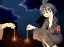 s - 305836 - 1girl antenna_hair black_hair blush brown_eyes cloud fireworks flower idolmaster japanese_clothes kikuchi_makoto kimono night se.jpg