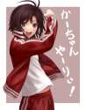 s - 1365202 - 1girl antenna_hair black_eyes black_hair gym_uniform idolmaster jacket kikuchi_makoto looking_at_viewer nekopuchi open_clothes.jpg