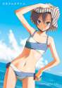 s - 1324886 - 1girl bikini black_hair blue_eyes hand_on_hip hat idolmaster idolmaster_2 kikuchi_makoto kikujin looking_at_viewer ocean short_.jpg