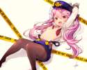 Konachan.com - 218857 bondage hagha loli navel nipples no_bra nopan open_shirt original pantyhose pink_hair police police_uniform signed skirt twintails uniform.jpg