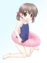 lolibooru 50179 brown_eyes brown_hair doujima_nanako flat_chest innertube one-piece_swimsuit school_swimsuit see_through short_twin_tails twin_tails usashiro_mani.jpg