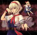 s - 787850 - alice_margatroid blonde_hair blue_eyes bow capelet doll face hairband hair_bow hands long_hair natsume_k shanghai_dol.jpg