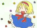 1girl blonde_hair blush_stickers capelet chibi flower frills hairband long_skirt nimu_(siroirousagi) open_mouth sash short_hair skirt solo touhou-8e5d01c503f60304df739a3b2e4af6d4.jpg