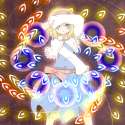1girl blonde_hair blue_eyes bow capelet danmaku dress female hairband koza kozakura_(dictionary) short_hair solo spell_card touhou-55da0acc023299a07e314564c3946662.png