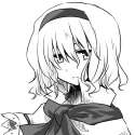 1girl female hairband monochrome myama short_hair simple_background solo touhou-a838ded8bb10fa0fa0cb25344451dda2.jpg