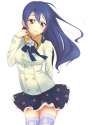 s - 2652058 - 1girl arm_behind_back blue_hair blush brown_eyes dot_nose flower fur_trim hair_tousle jewelry long_hair looking_at_v.jpg