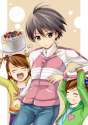 513354 - 3girls antenna_hair birthday black_hair cake food futami_ami futami_mami idolmaster jacket kikuchi_makoto kisugi_akira multiple_girls pastry raglan_sleeves short_hair siblings sisters twins.jpg