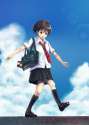 s - 311102 - 1girl antenna_hair bag balancing brown_eyes brown_hair cloud idolmaster kikuchi_makoto kisugi_akira lens_flare necktie school_un.jpg
