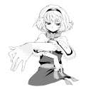 s - 792217 - akiduki_i_tsuki alice_margatroid capelet foreshortening hands monochrome sash serious short_hair solo symbol-shaped_p.jpg