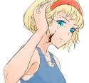 1girl bare_shoulders blonde_hair blue_eyes commentary cracked_skin frown hand_in_hair short_hair solo toucanpecan touhou upper_body-9d787c9f4f5be81b9585e204d1425df4.png