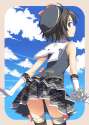 714659 - 1girl black_hair blue_eyes chihaya_72 gloves hat idolmaster idolmaster_2 kikuchi_makoto looking_back plaid sailor schoolish_girl_(idolmaster) short_hair solo thighhighs.png