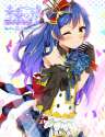 s - 3081365 - 1girl blue_hair blush brown_eyes dorisu2 dress female gloves hat long_hair love_live!_school_idol_.jpg