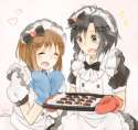 s - 1926687 - _d ^_^ 2girls antenna_hair apron baking_sheet black_hair bow bowtie brown_hair closed_eyes cookie food hagiwara_yukiho hair_bow.png